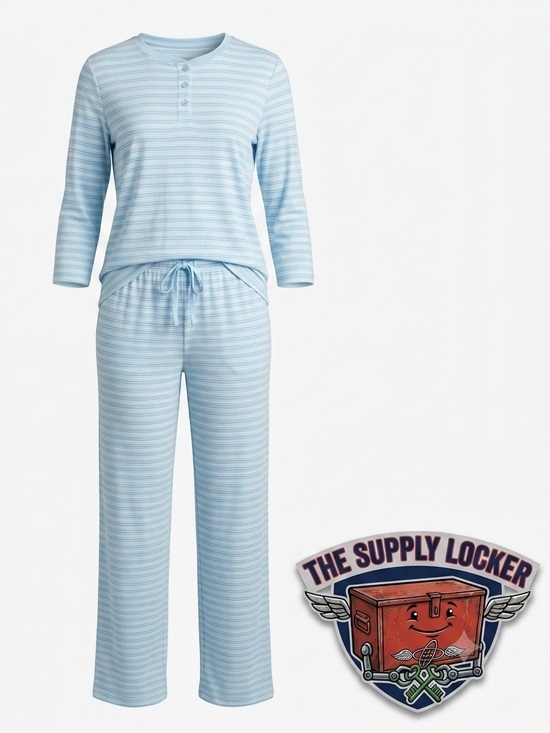 Flora Nikrooz Other - Flora Nikrooz Henley Pajama Set Blue Stripe XS 2 Piece Sleepwear NWT